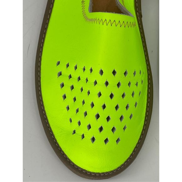 Rosa Mosa Diamond‎ Slide Sandal Mule Women 11 US 41 EU Lime Green Neon Leather - Picture 3 of 13